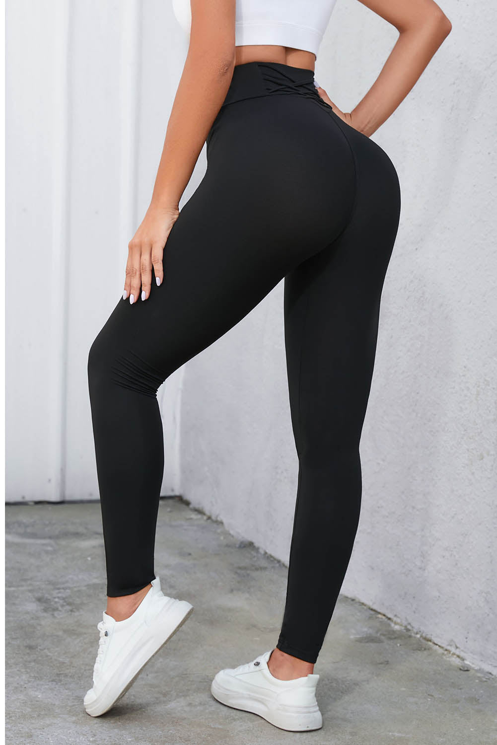 Black Criss Cross Tummy Control High Waist Leggings - Naughty Girl Essentials