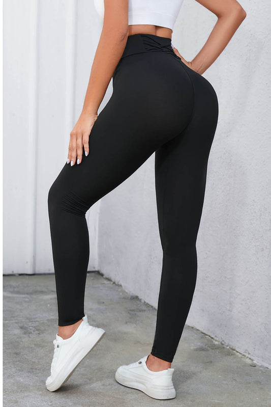 Black Criss Cross Tummy Control High Waist Leggings - Naughty Girl Essentials