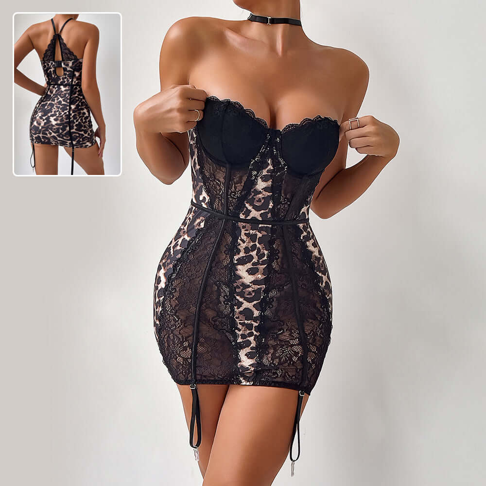 Fierce & Flirty Leopard Lace Corset Dress - Naughty Girl Essentials