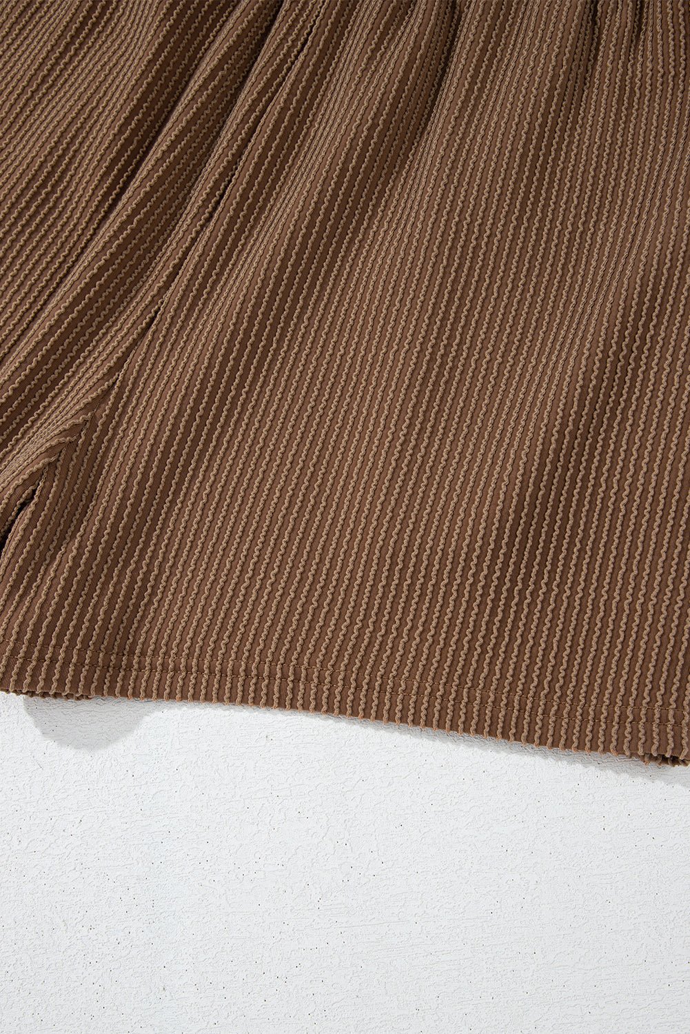 Chestnut Corded Knit Long Sleeve Top and High Waist Shorts Set - Naughty Girl Essentials