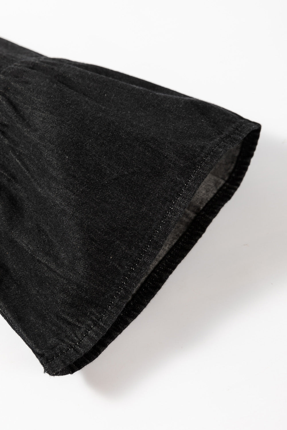 Black Chambray Ruffled 3/4 Sleeve Tiered Split V Neck Mini Dress - Naughty Girl Essentials