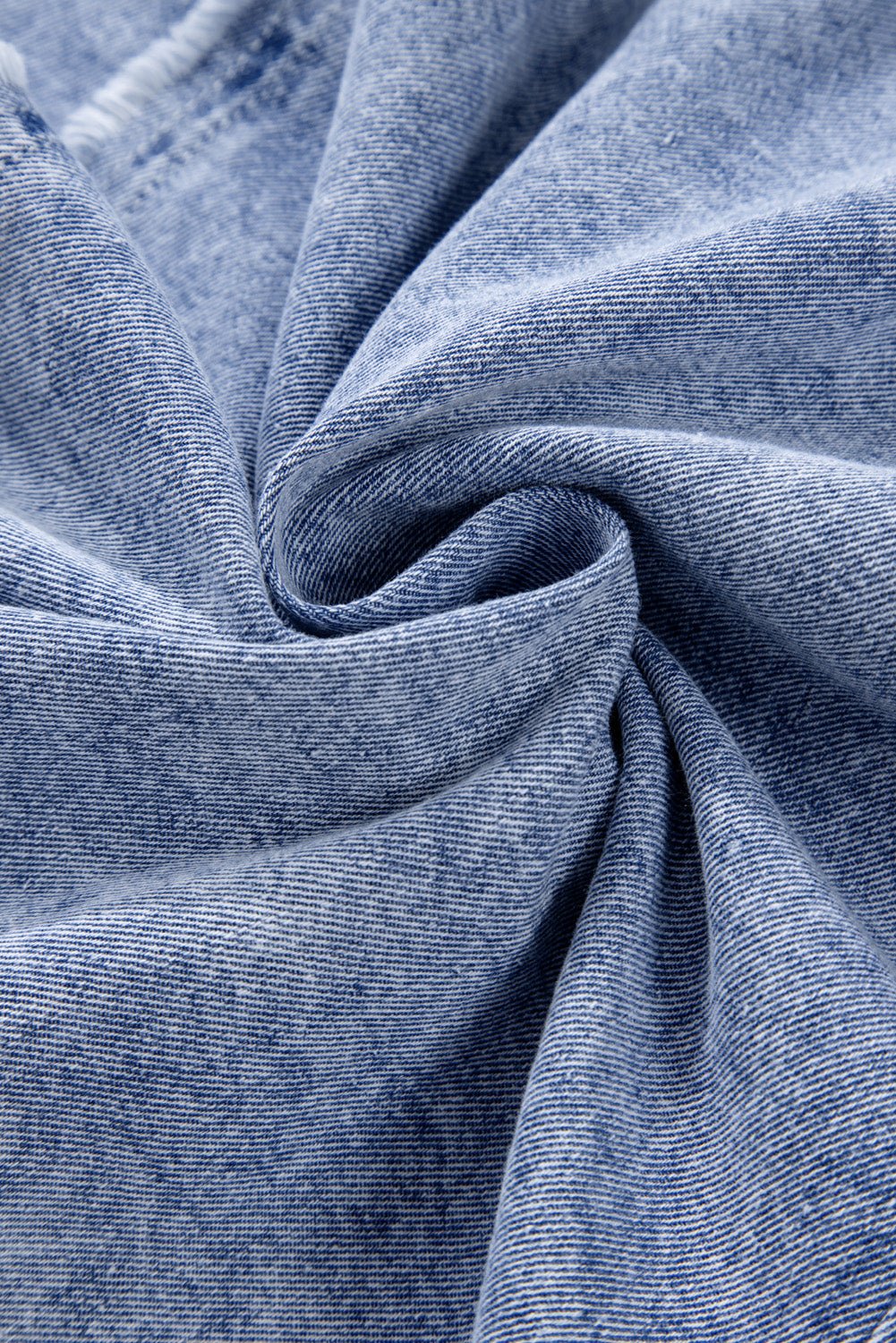 Beau Blue Mineral Wash Long Sleeve Button Up Raw Hem Pocketed Denim Dress - Naughty Girl Essentials