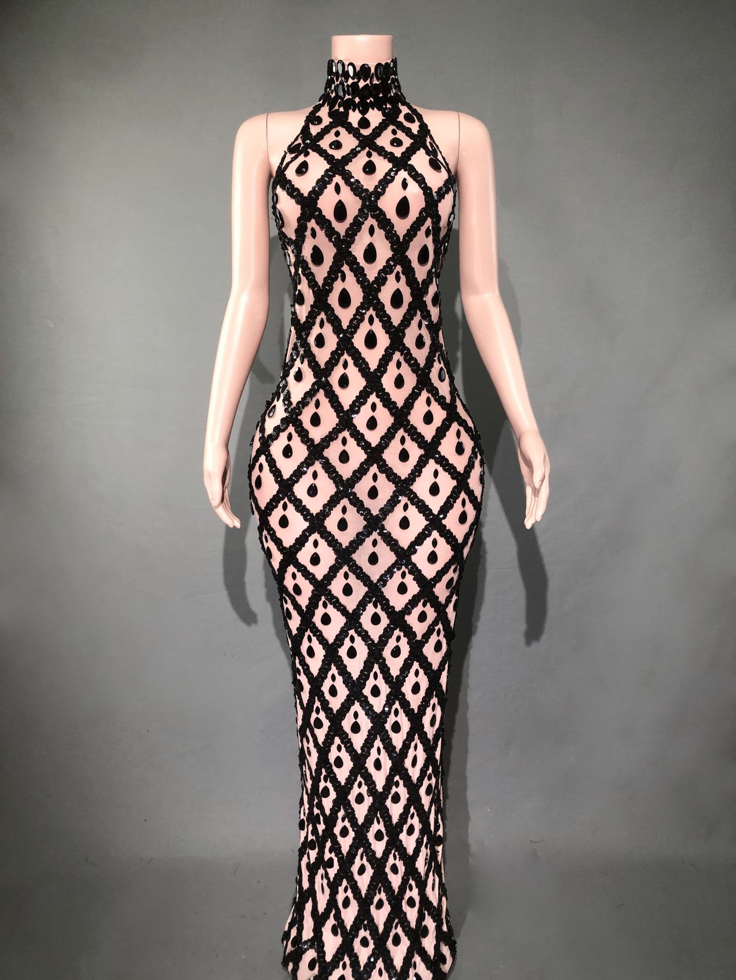 Plus Size Women’s Evening Party Shiny Rhinestone Dress