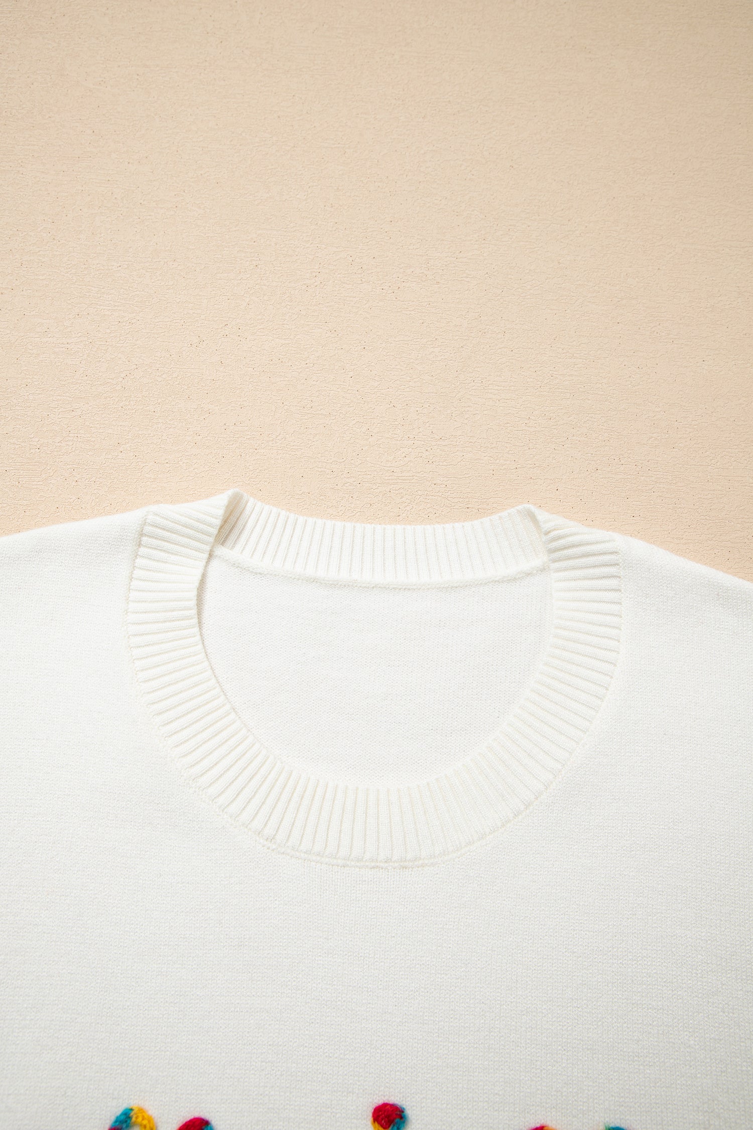 Beige Colorful “Holly Jolly Christmas” Knit Loose Sweater