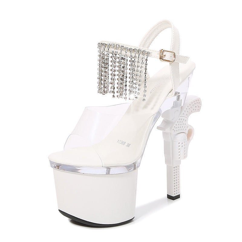 Loaded Pistol Super High Transparent Womens Heels - Naughty Girl Essentials