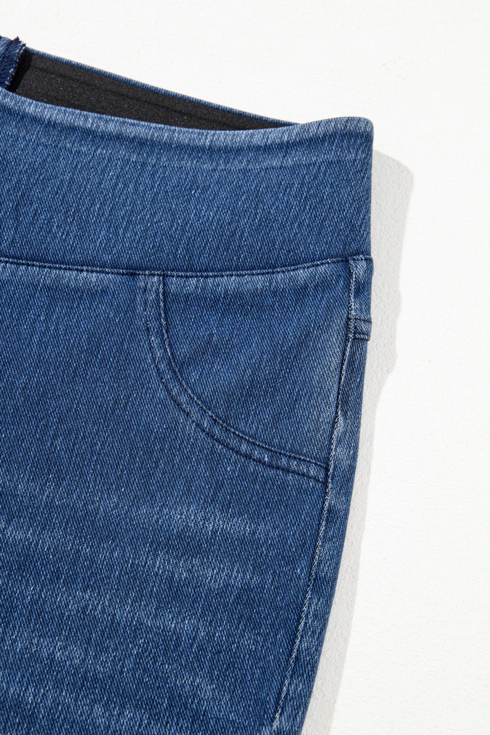 Navy Blue Skinny Elastic Waist Ankle Length Mid Waist Jeggings with Pockets - Naughty Girl Essentials