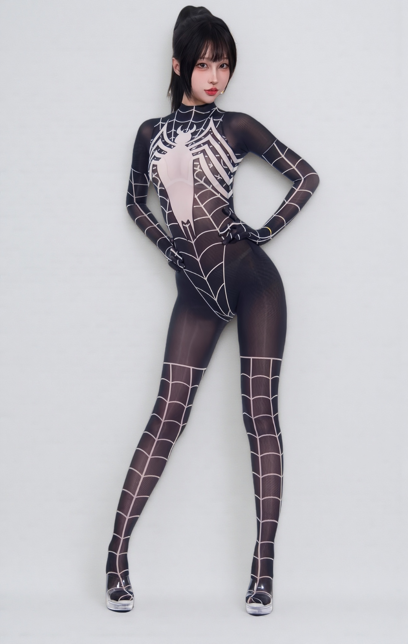 Super Hero Spider Sheer 10D Nylon Full Bodysuit Body Stocking Lingerie