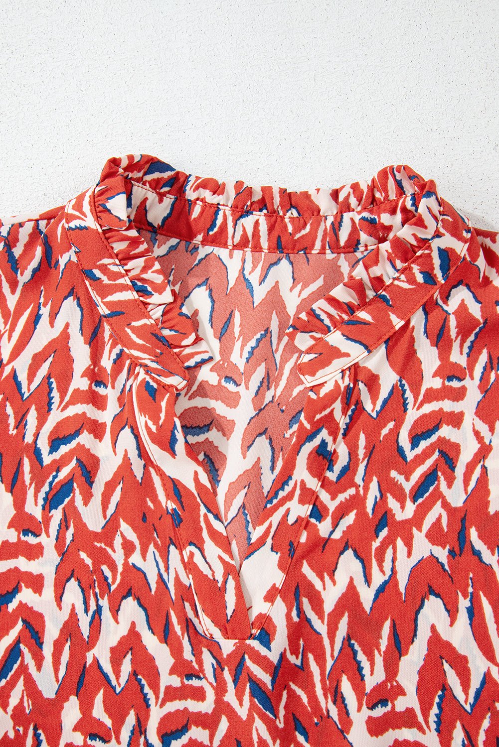 Red Plus Size Abstract Print Notch V Neck High Waist Maxi Dress - Naughty Girl Essentials