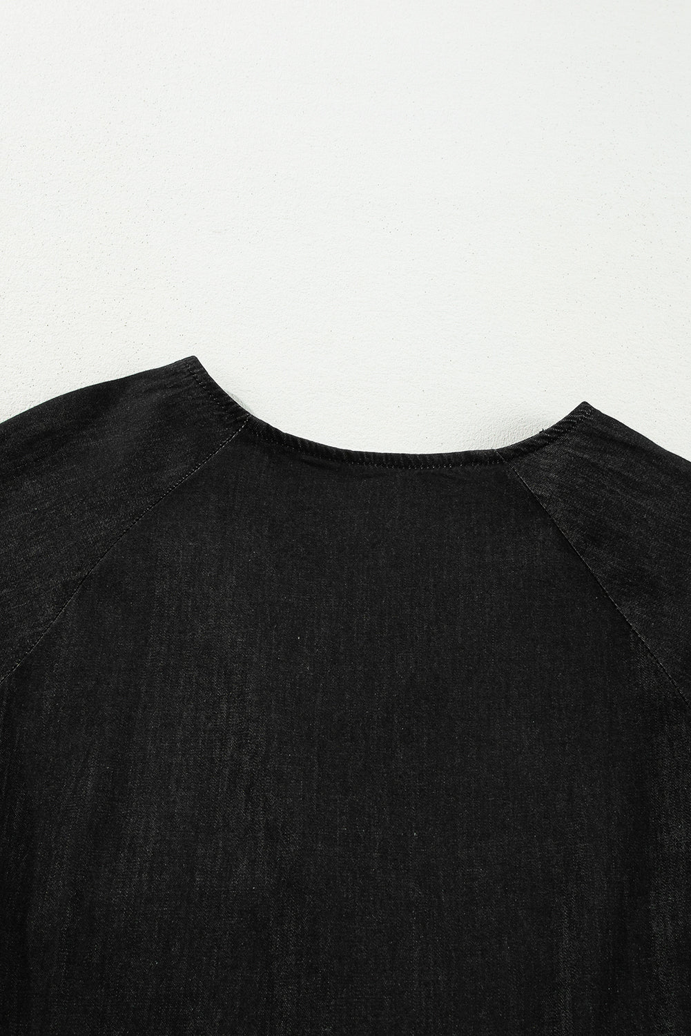 Black Puff Sleeve V Neck Tiered Ruffled Chambray Mini Dress - Naughty Girl Essentials