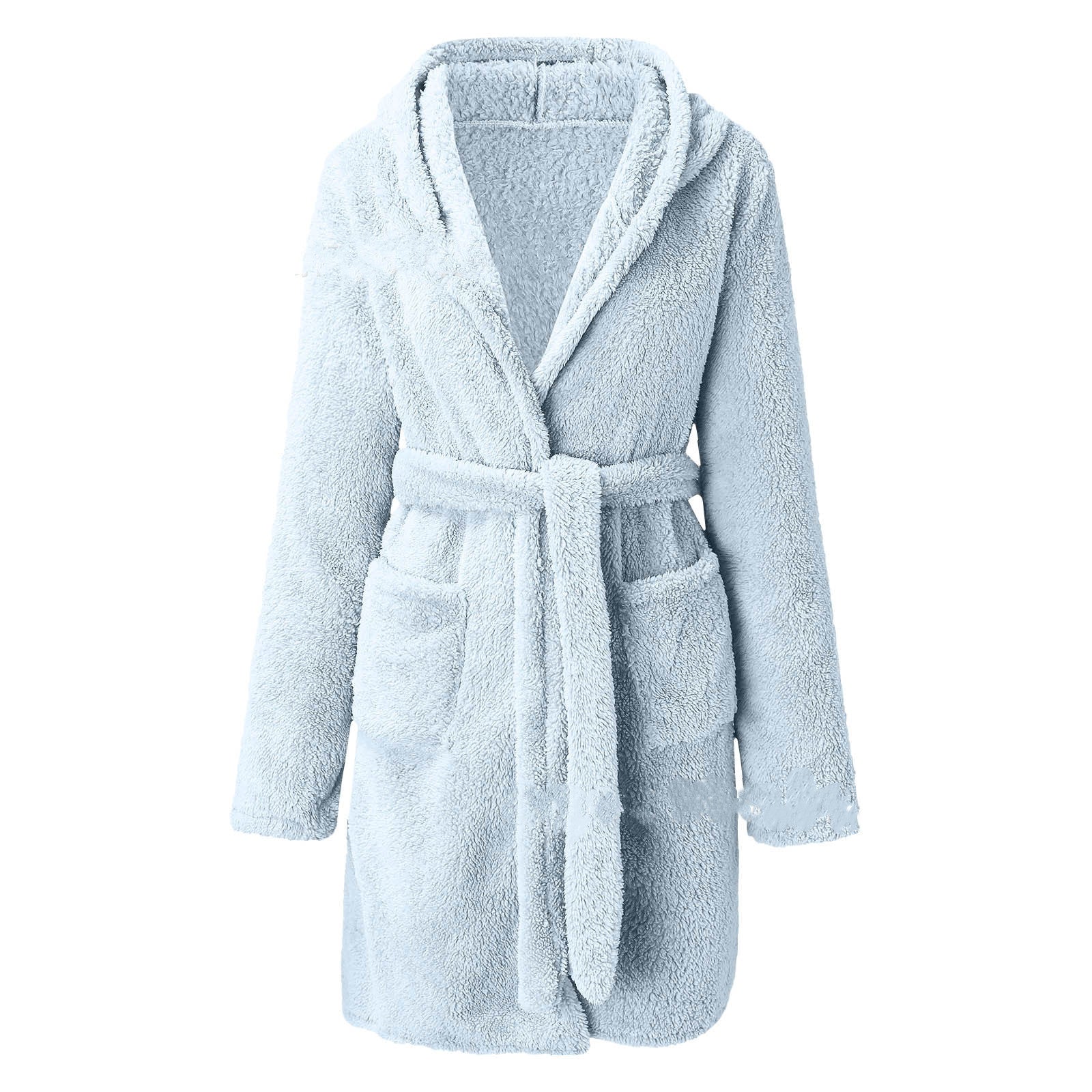 Solid Colour Hooded Home Warm Bathrobe For Women - Naughty Girl Essentials