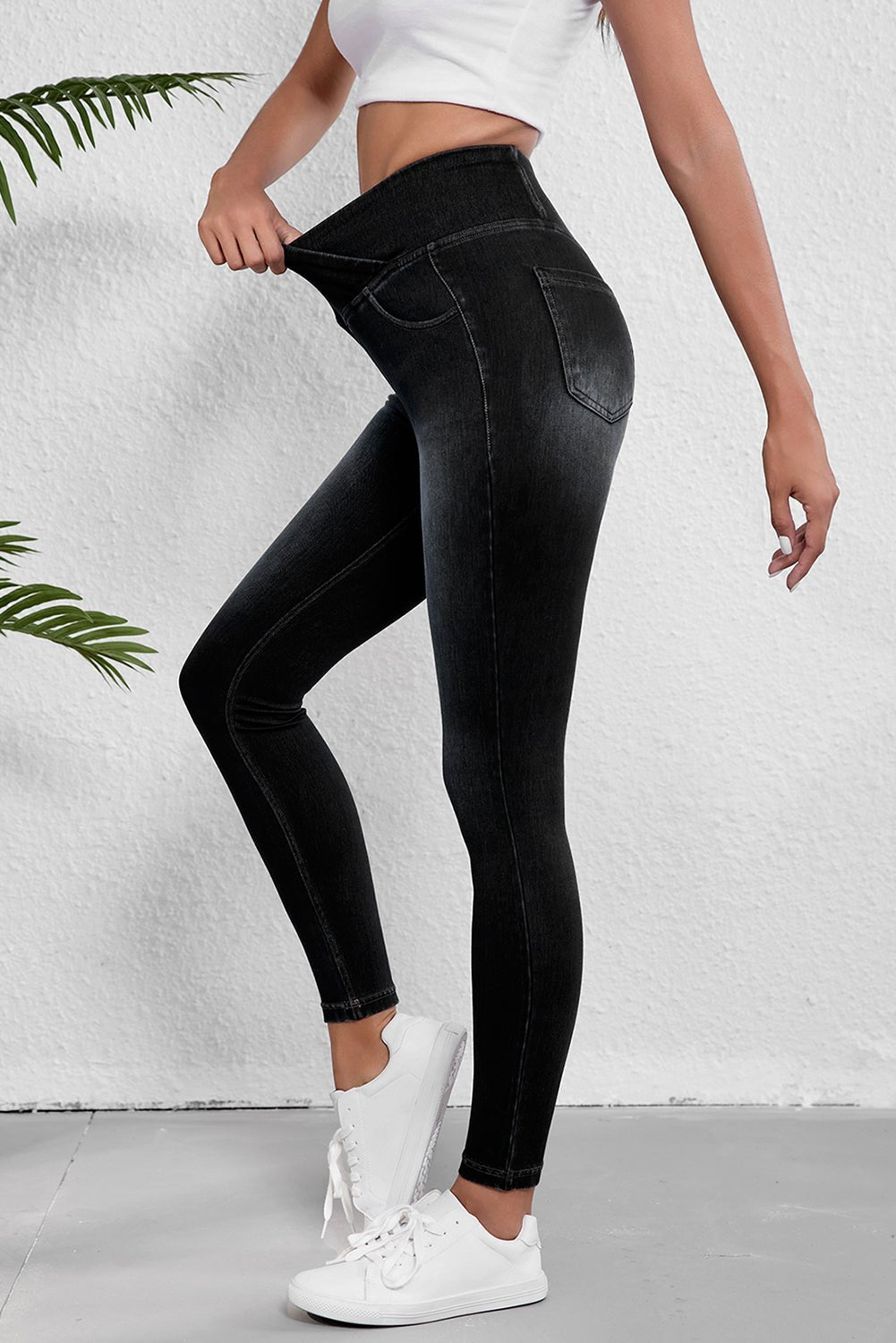 Black Arched Waist Stretchy Slim Fit Jeggings - Naughty Girl Essentials