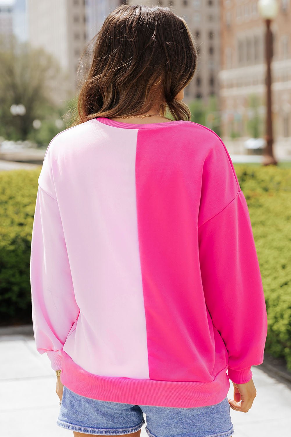 Pink Color Block Sequined Cowgirl Boots Graphic Sweatshirt - Naughty Girl Essentials