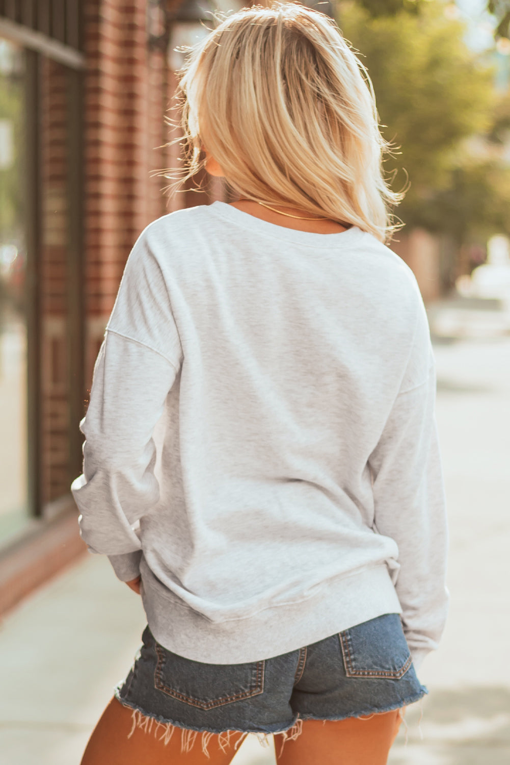 Blue Vintage Washed GAME DAY Graphic Baggy Sweatshirt