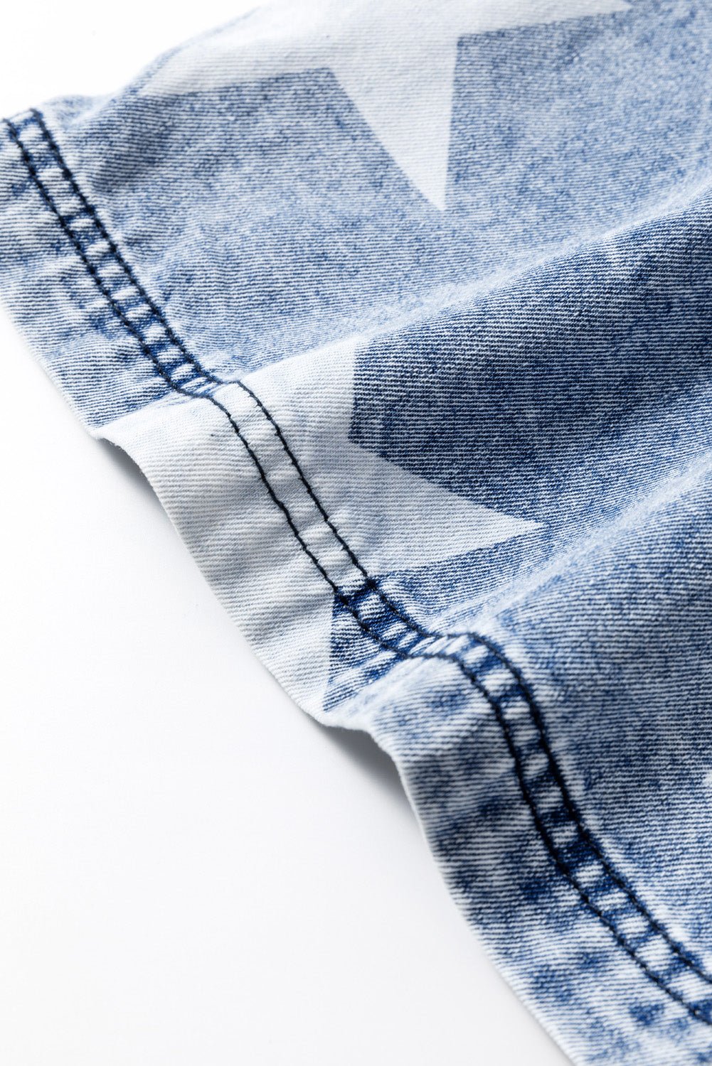 Light Blue Star Print Light Wash Drawstring High Waist Wide Leg Jeans - Naughty Girl Essentials