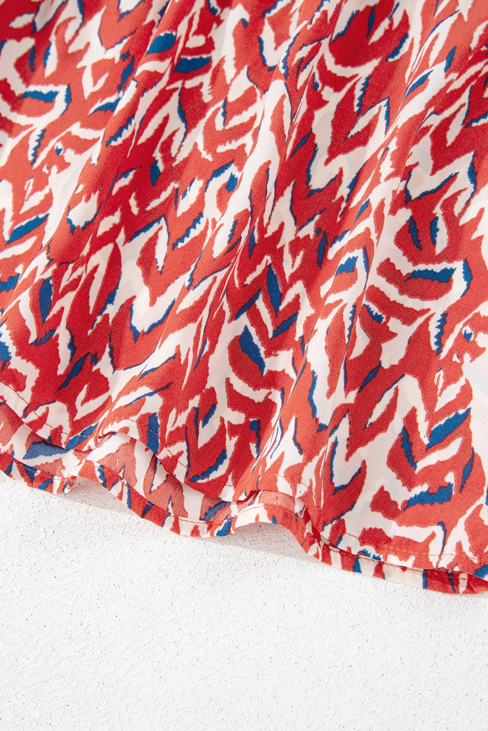 Red Plus Size Abstract Print Notch V Neck High Waist Maxi Dress - Naughty Girl Essentials