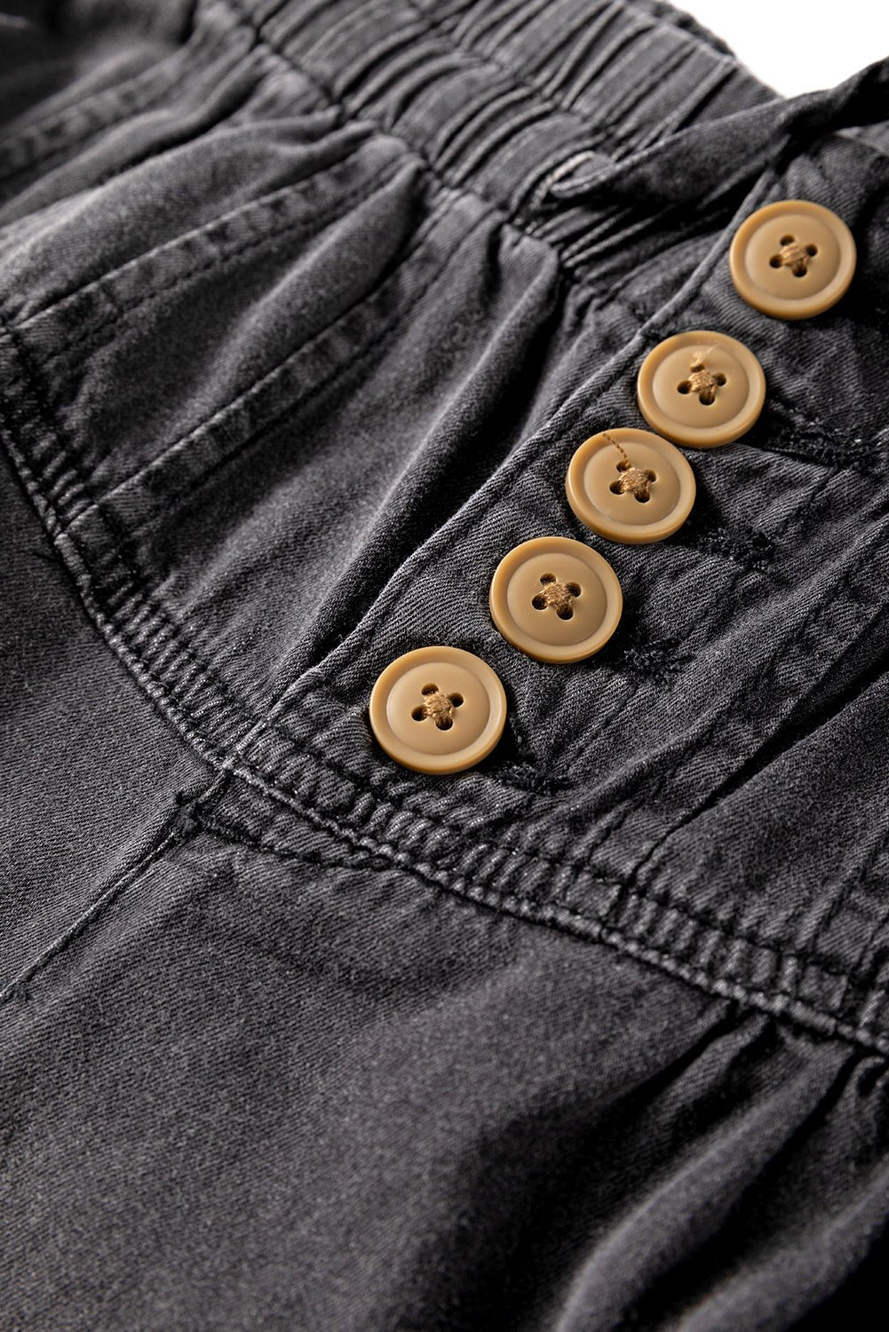 Carbon Grey Mineral Wash Button Fly Waist Wide Leg Jeans - Naughty Girl Essentials