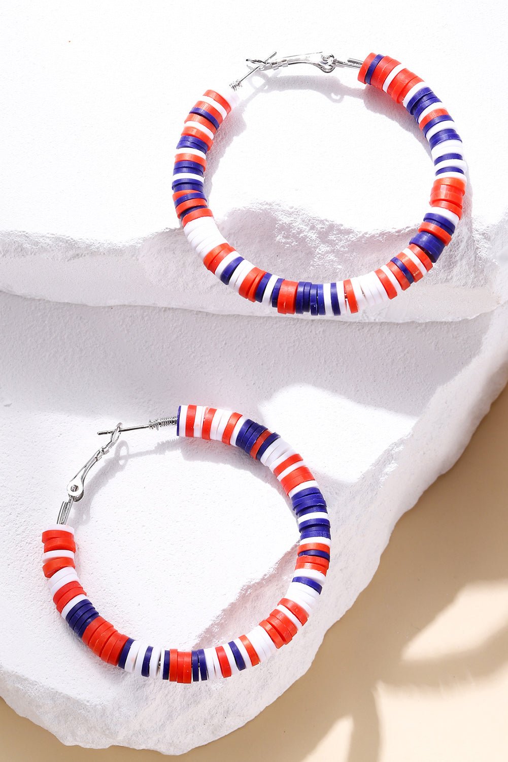 Fiery Red Patriotic Multicolored Bead Hoop Earrings - Naughty Girl Essentials