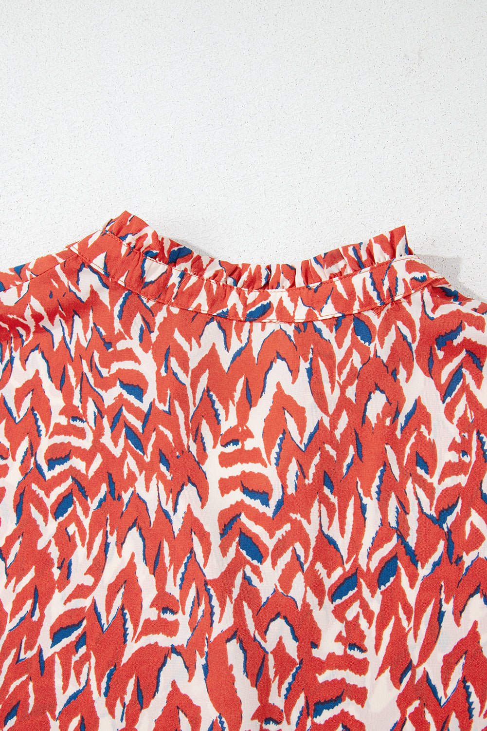 Red Plus Size Abstract Print Notch V Neck High Waist Maxi Dress - Naughty Girl Essentials