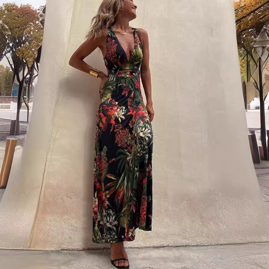 🌸 Printed Sling Holiday Dress