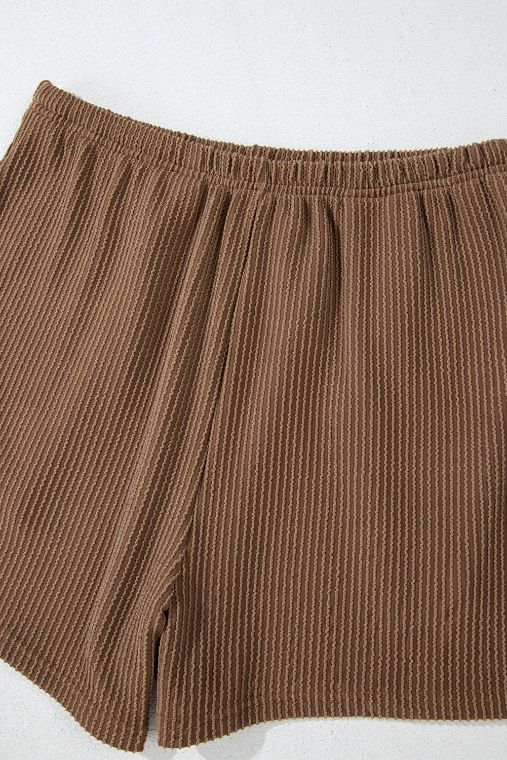 Chestnut Corded Knit Long Sleeve Top and High Waist Shorts Set - Naughty Girl Essentials
