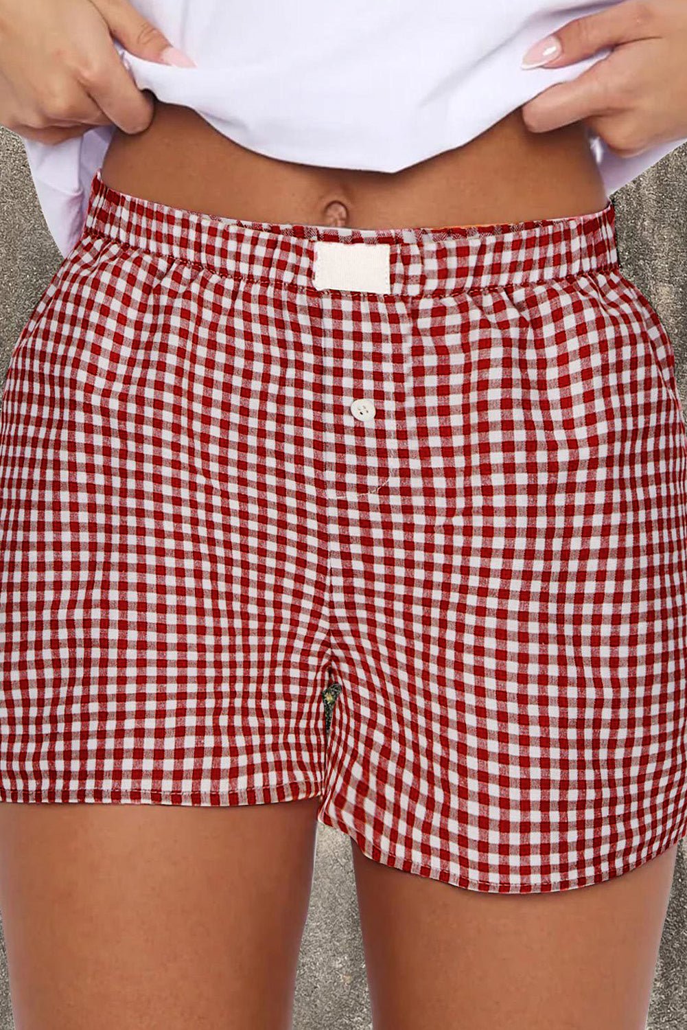 Red Plaid Gingham Printed High Waist Shorts - Naughty Girl Essentials
