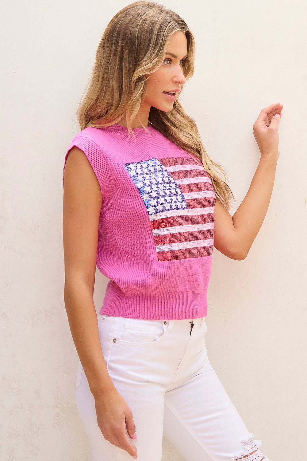 Bonbon Sparkling American Flag Knitted Vest - Naughty Girl Essentials