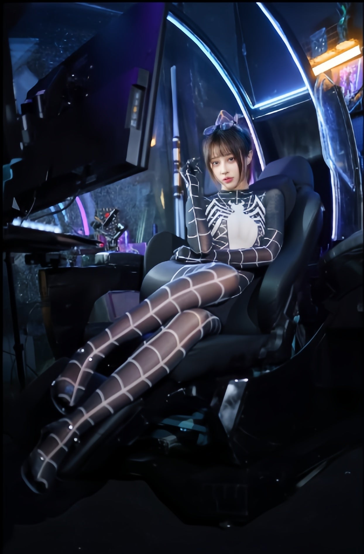 Super Hero Spider Sheer 10D Nylon Full Bodysuit Body Stocking Lingerie