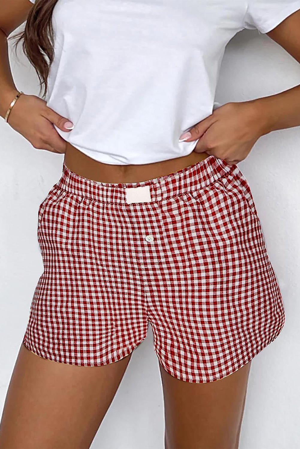 Red Plaid Gingham Printed High Waist Shorts - Naughty Girl Essentials