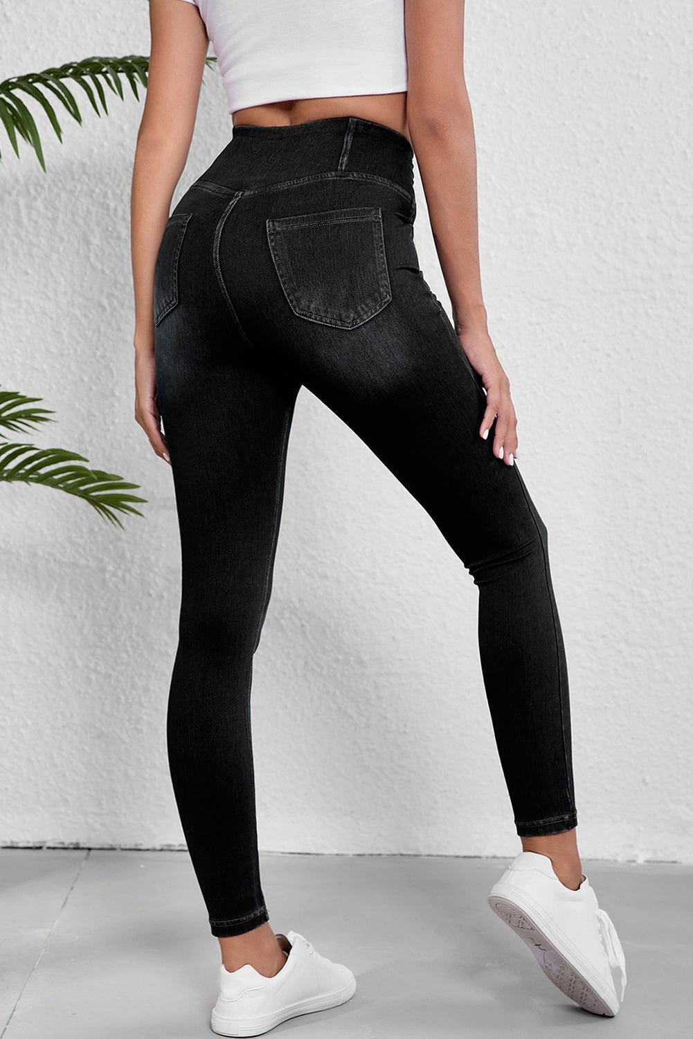 Black Arched Waist Stretchy Slim Fit Jeggings - Naughty Girl Essentials