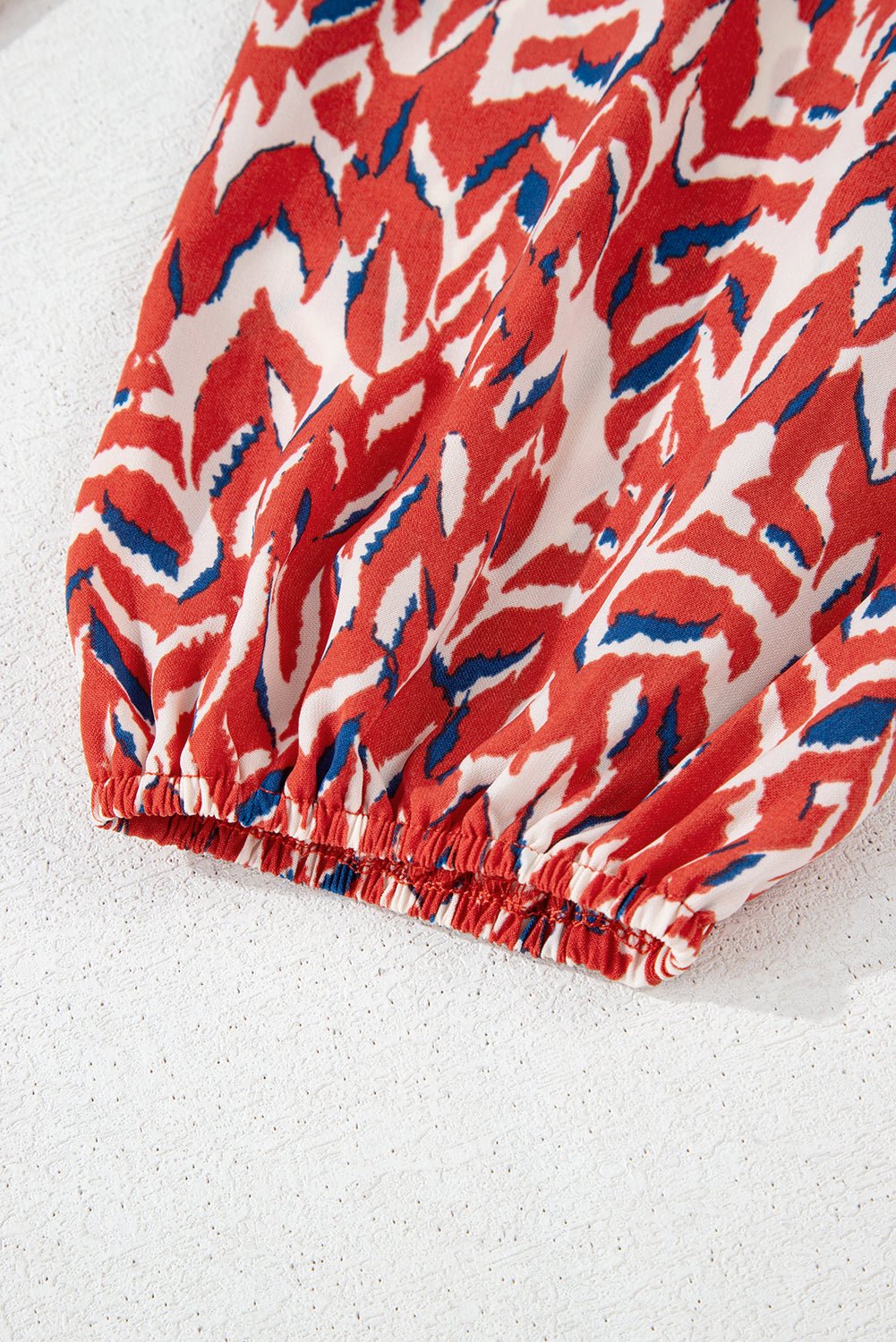 Red Plus Size Abstract Print Notch V Neck High Waist Maxi Dress - Naughty Girl Essentials