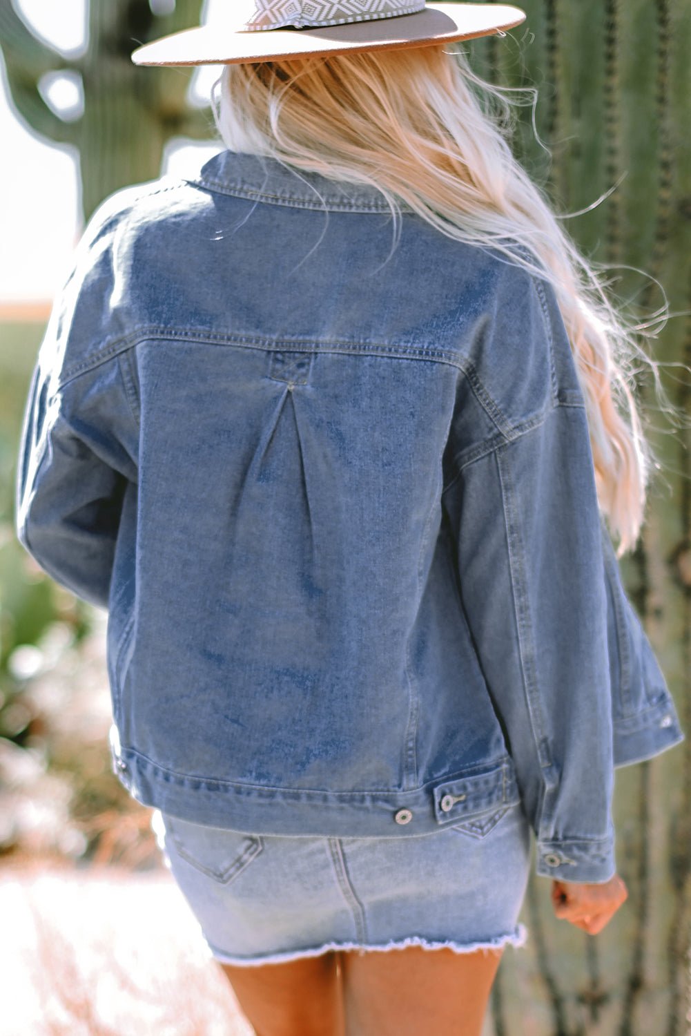 Wild Wind Washed Oversize Pocketed Denim Jacket - Naughty Girl Essentials