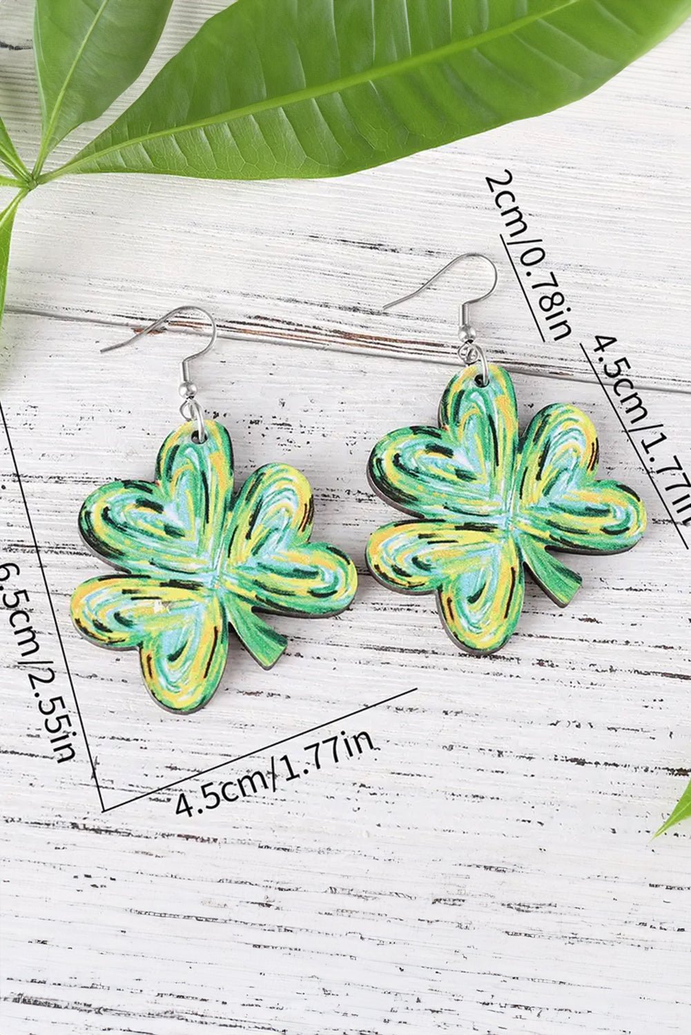 Light Green St. Patrick Painted Shamrock Shape Drop Earrings - Naughty Girl Essentials