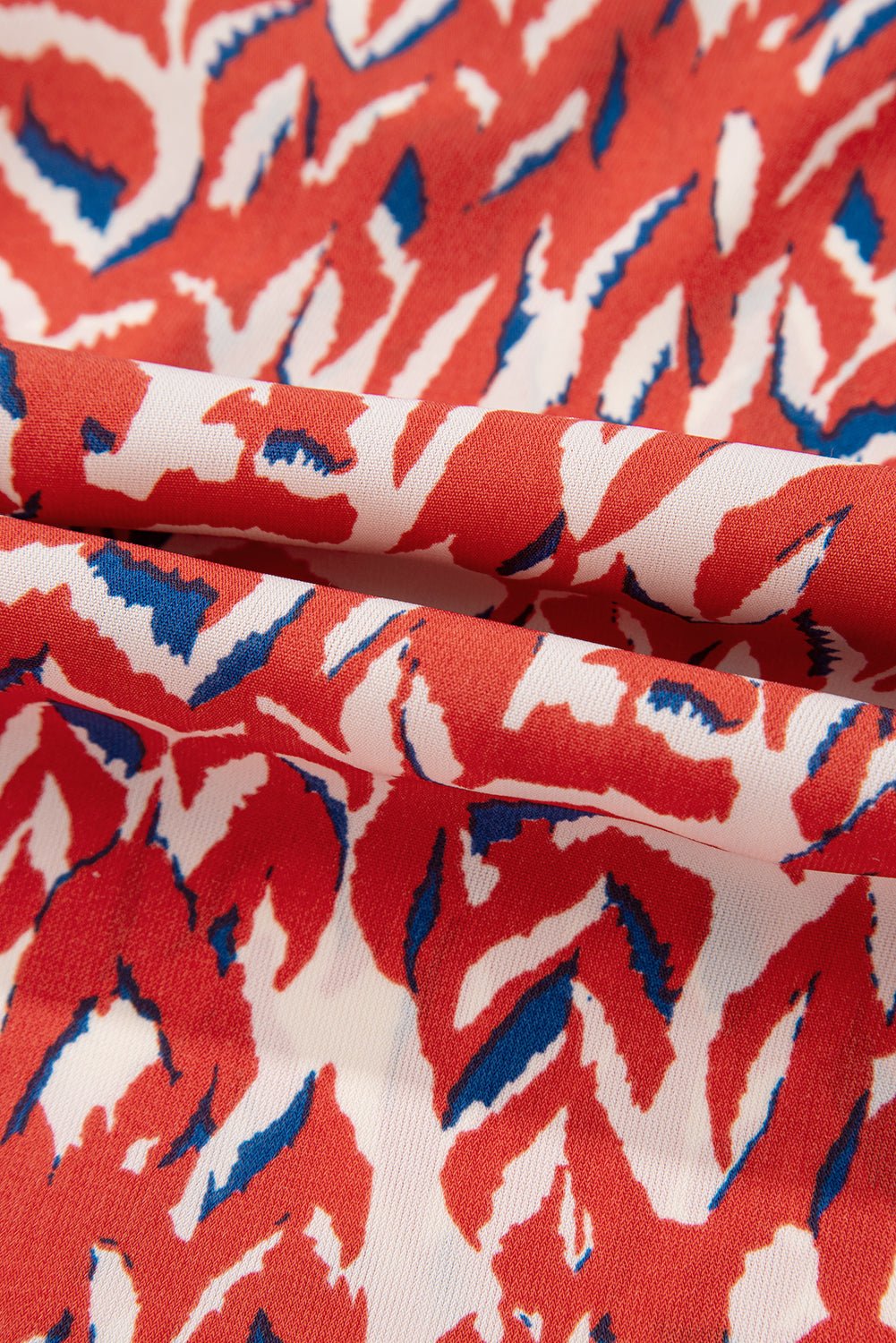 Red Plus Size Abstract Print Notch V Neck High Waist Maxi Dress - Naughty Girl Essentials