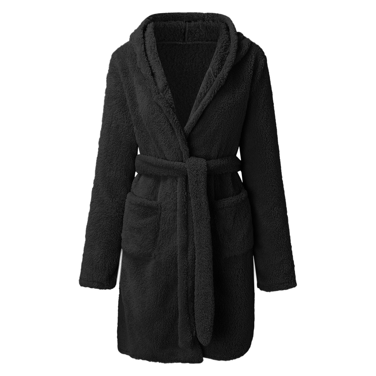 Solid Colour Hooded Home Warm Bathrobe For Women - Naughty Girl Essentials