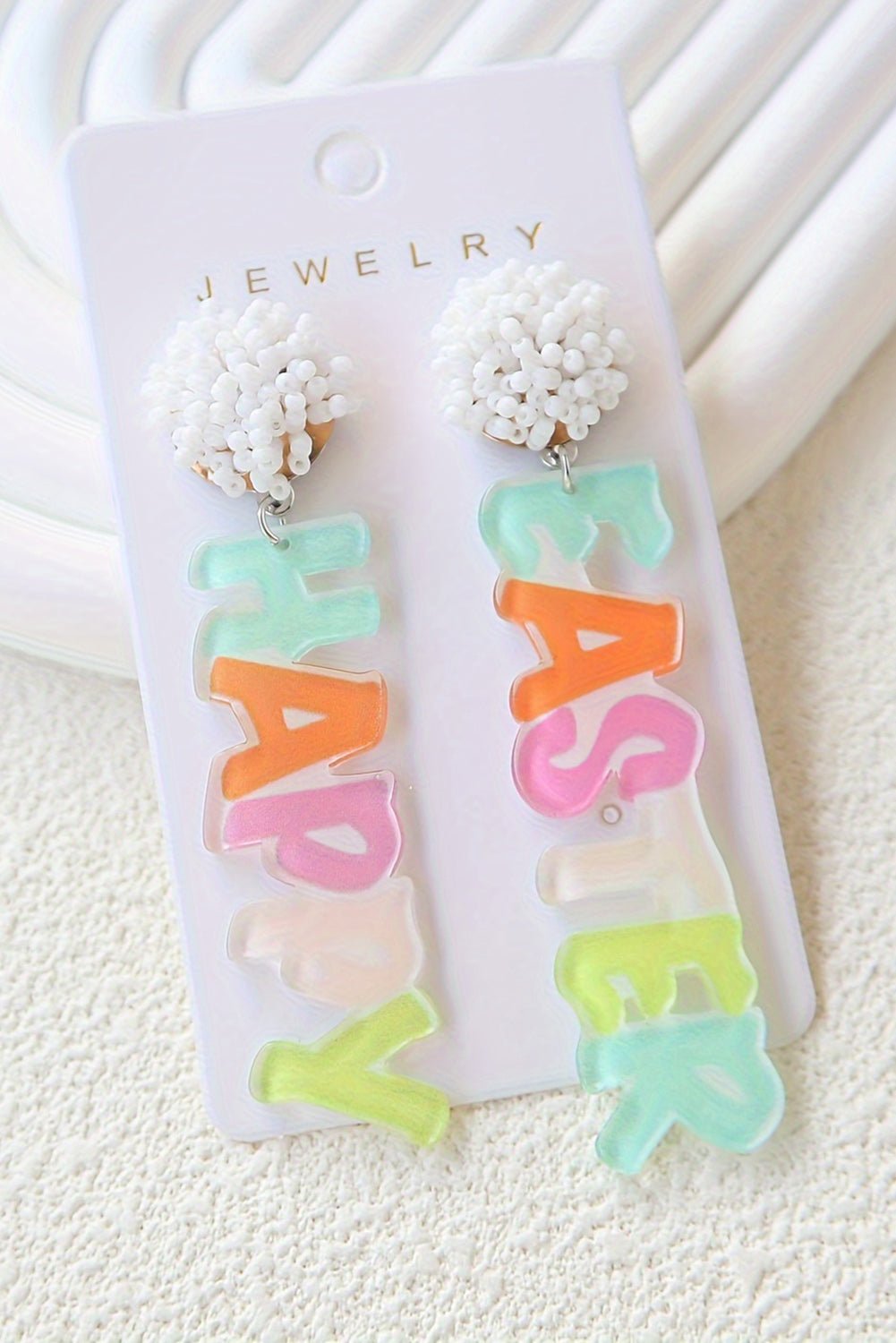 Pink Colorful HAPPY EASTER Drop Earrings - Naughty Girl Essentials