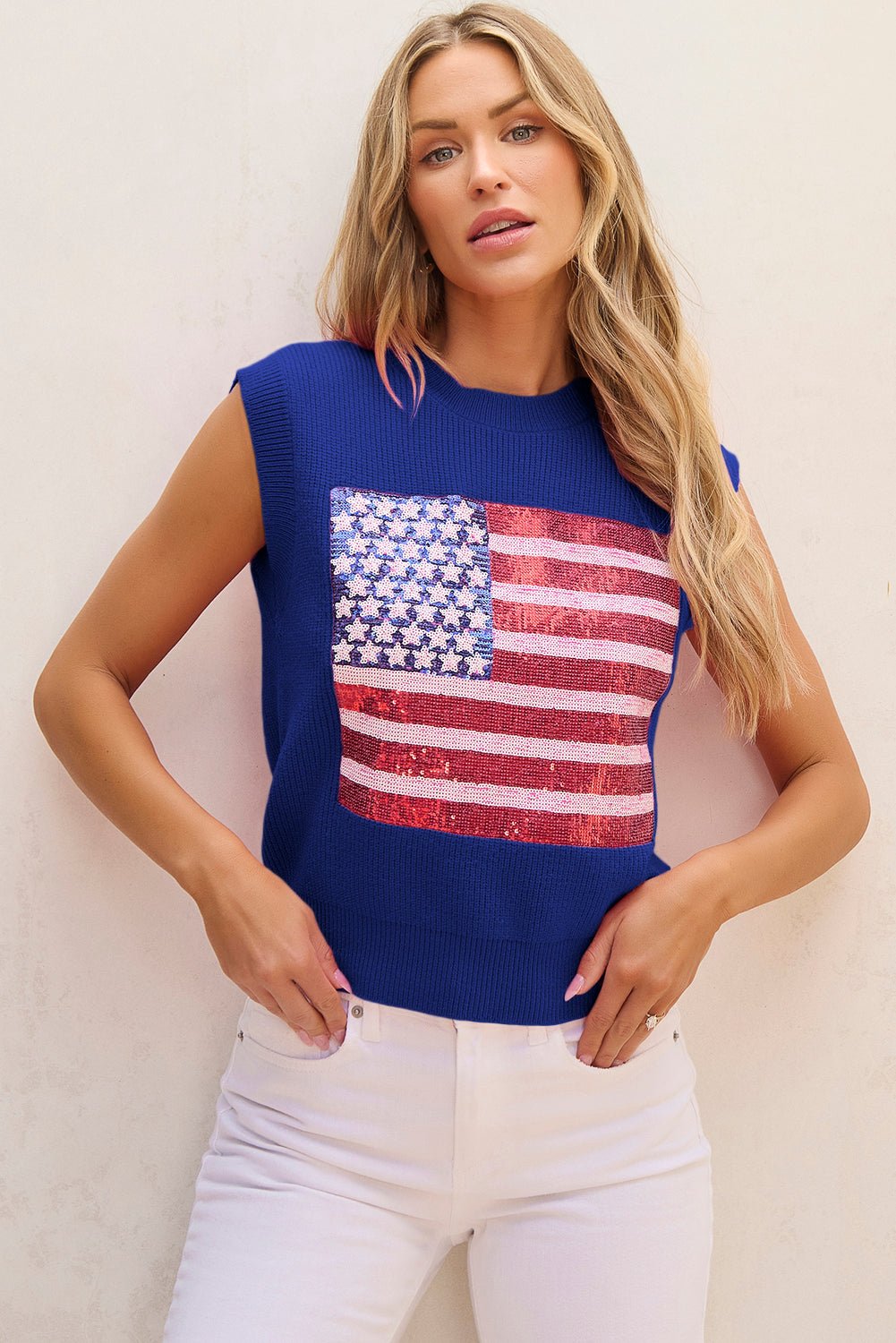 Bonbon Sparkling American Flag Knitted Vest - Naughty Girl Essentials