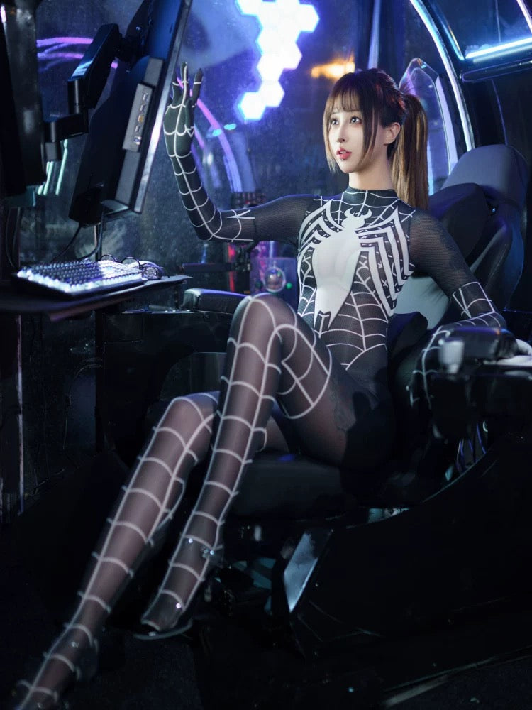 Super Hero Spider Sheer 10D Nylon Full Bodysuit Body Stocking Lingerie