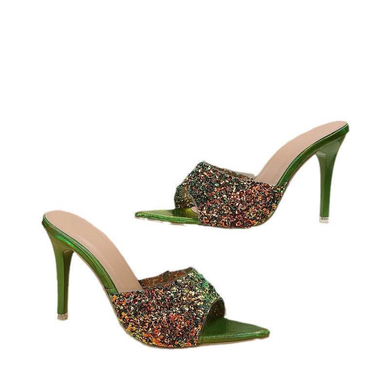 Shimmer & Stride: Sequin Glam High Heel Sandals - Naughty Girl Essentials