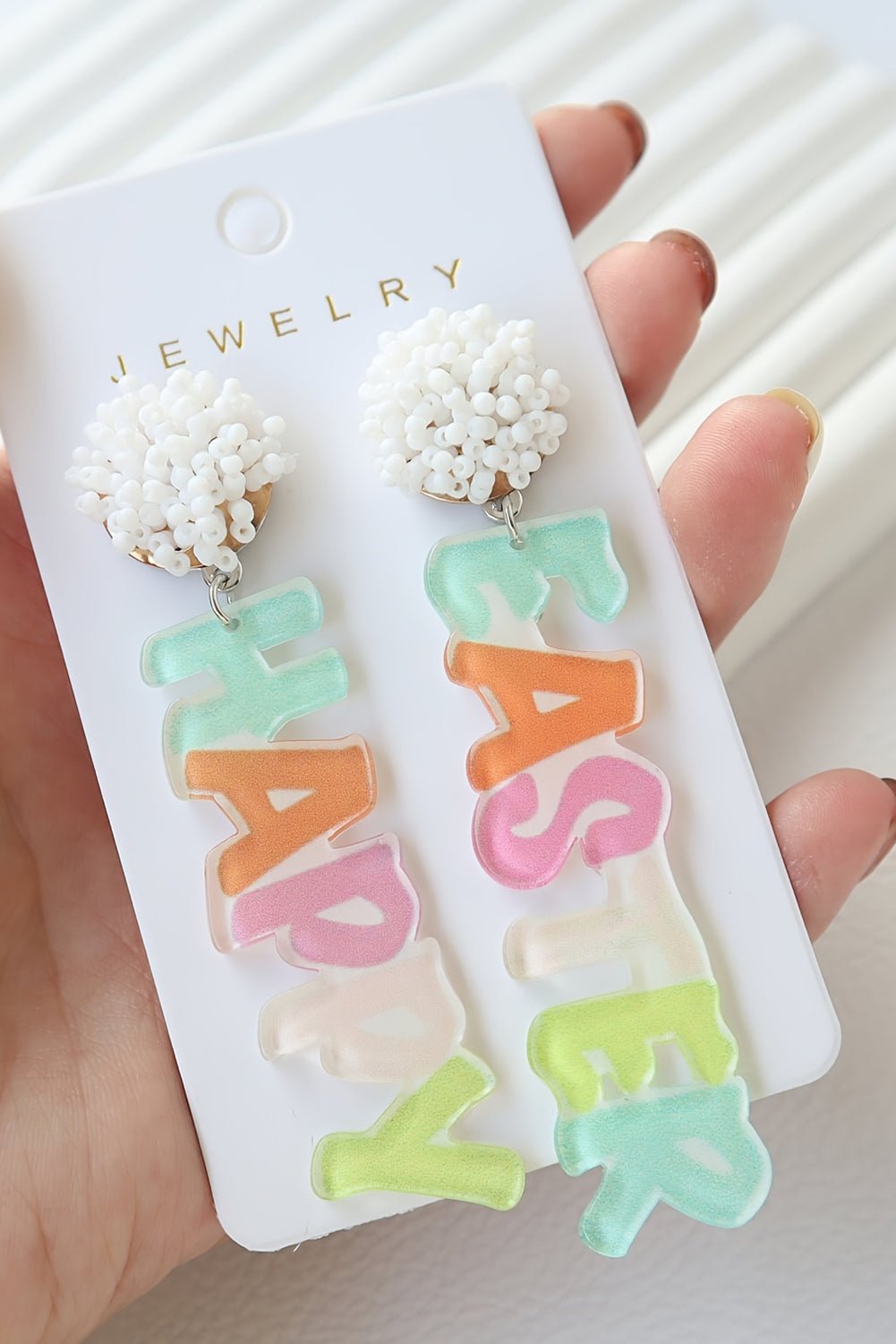 Pink Colorful HAPPY EASTER Drop Earrings - Naughty Girl Essentials