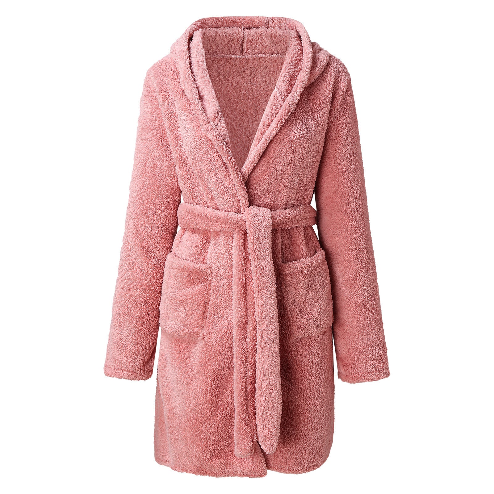 Solid Colour Hooded Home Warm Bathrobe For Women - Naughty Girl Essentials