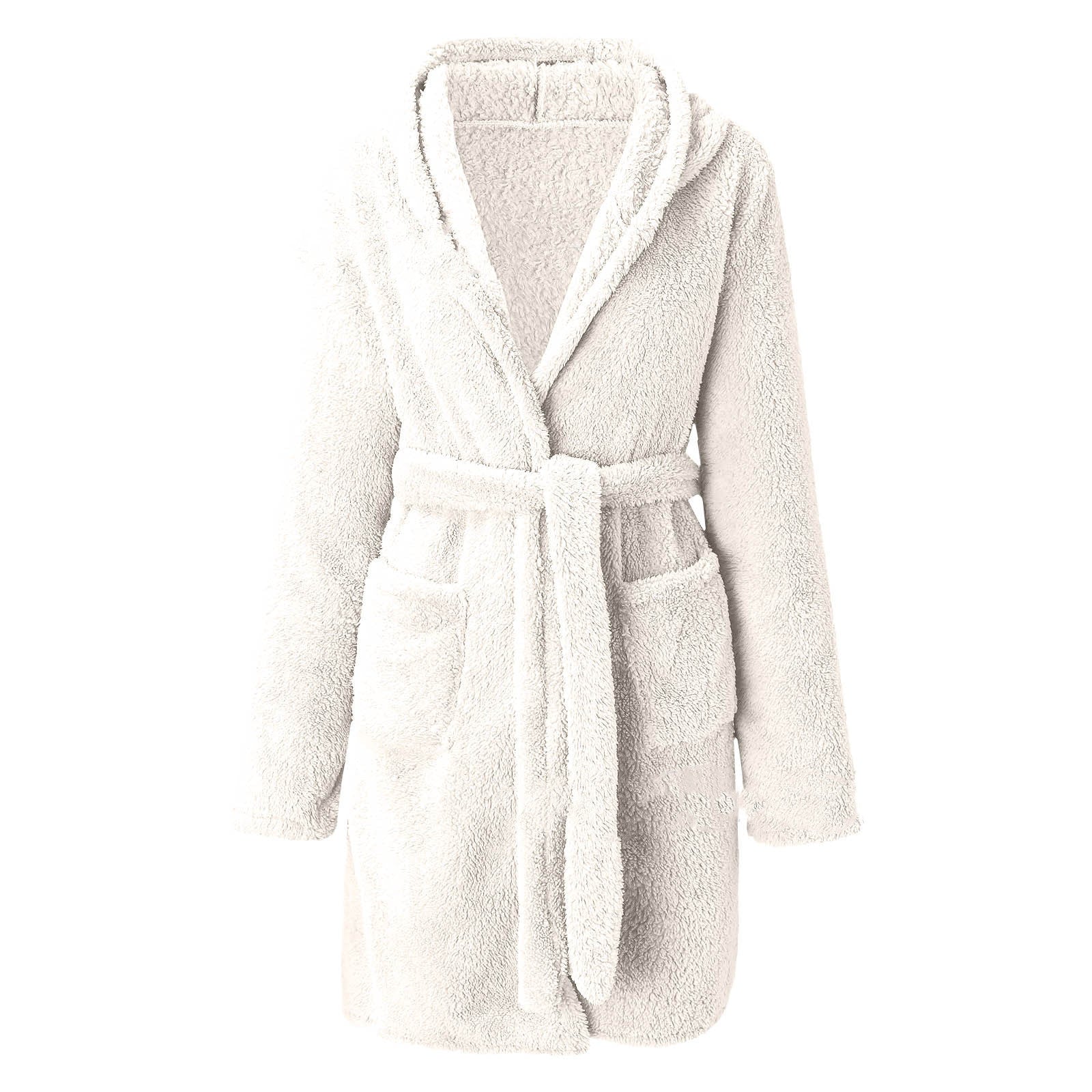 Solid Colour Hooded Home Warm Bathrobe For Women - Naughty Girl Essentials