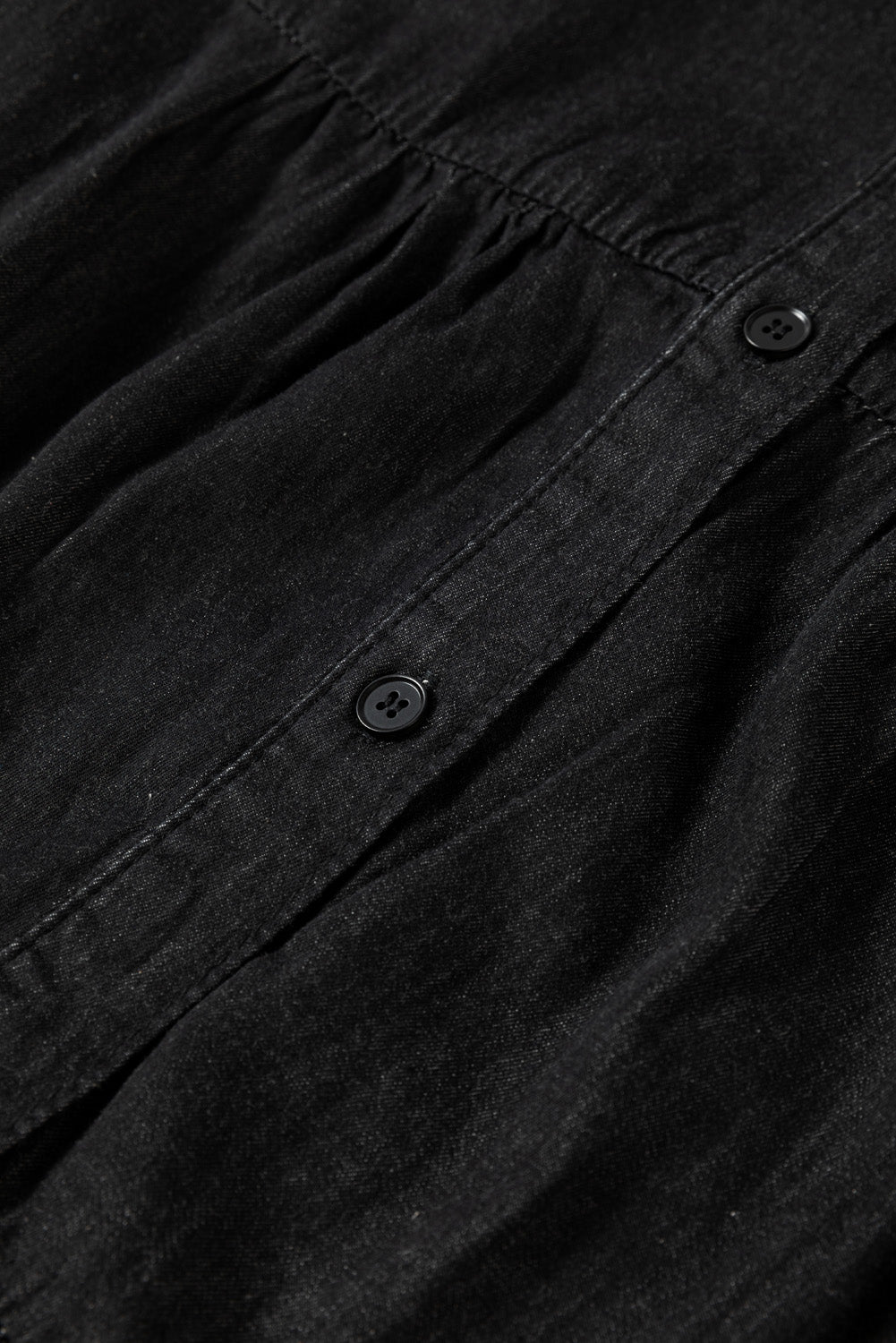 Black Chambray Ruffled 3/4 Sleeve Tiered Split V Neck Mini Dress - Naughty Girl Essentials