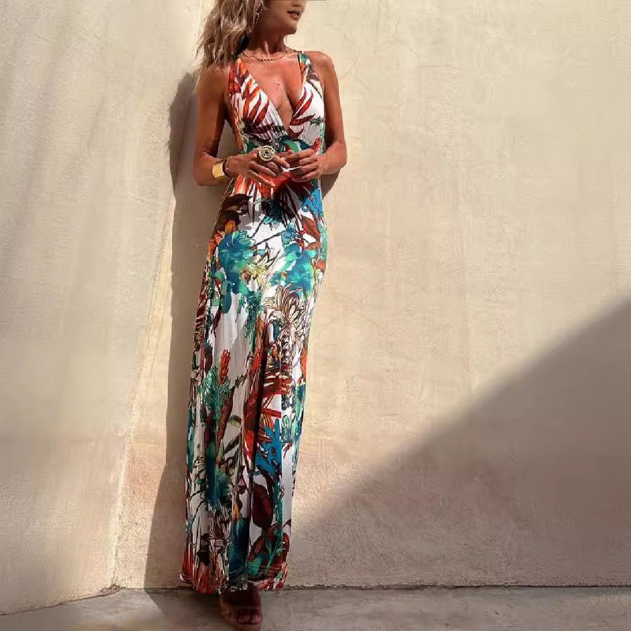 🌸 Printed Sling Holiday Dress