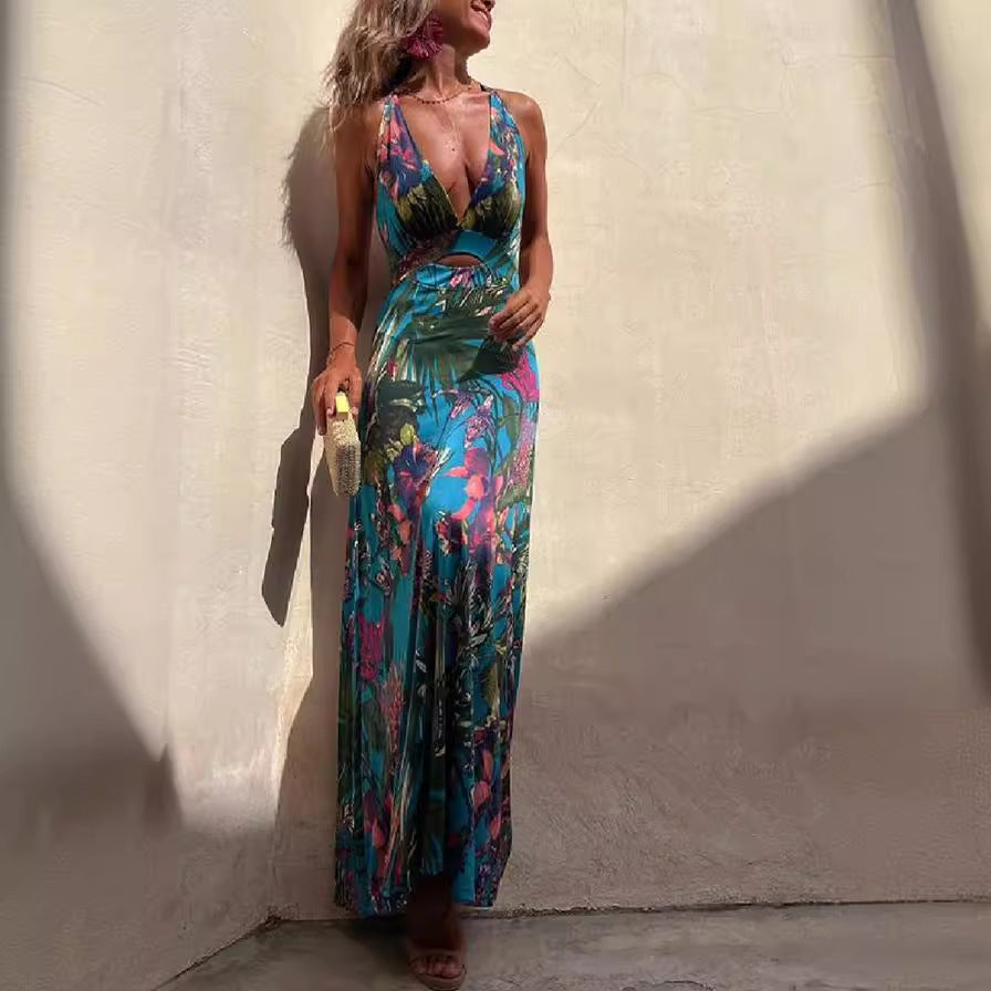 🌸 Printed Sling Holiday Dress