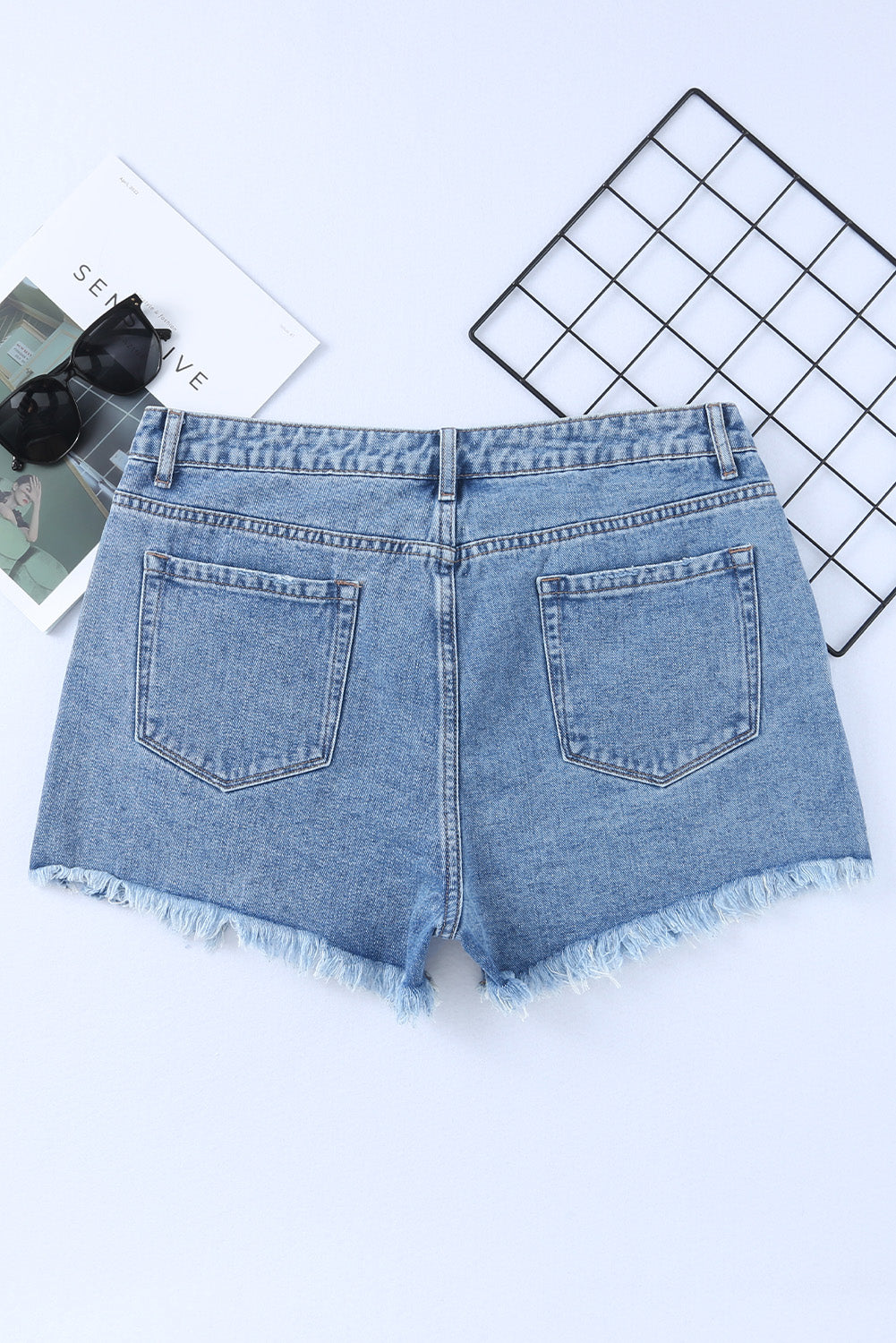 Pink high waisted denim shorts hotsell