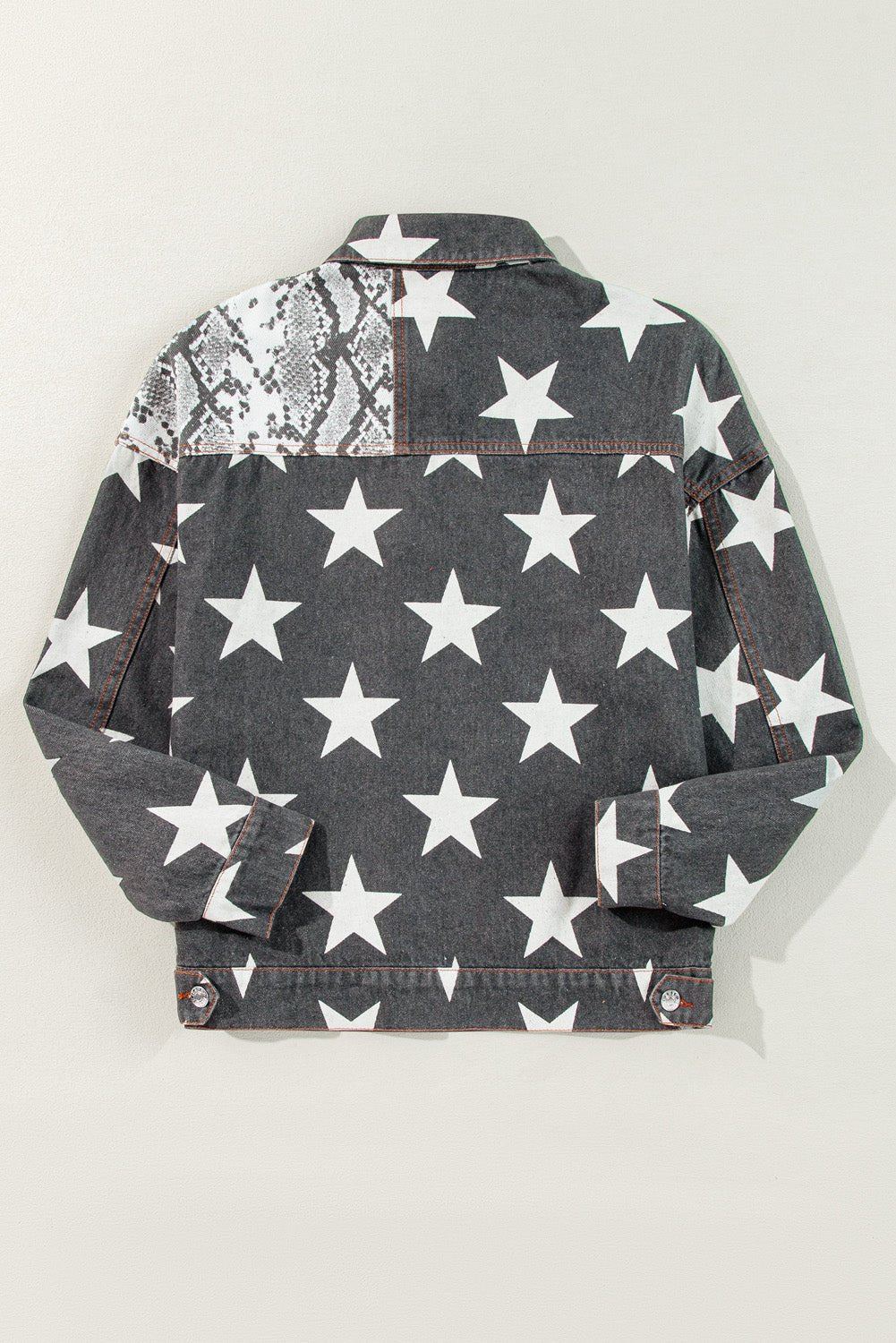 Black Star Snakeskin Printed Patchwork Denim Jacket - Naughty Girl Essentials