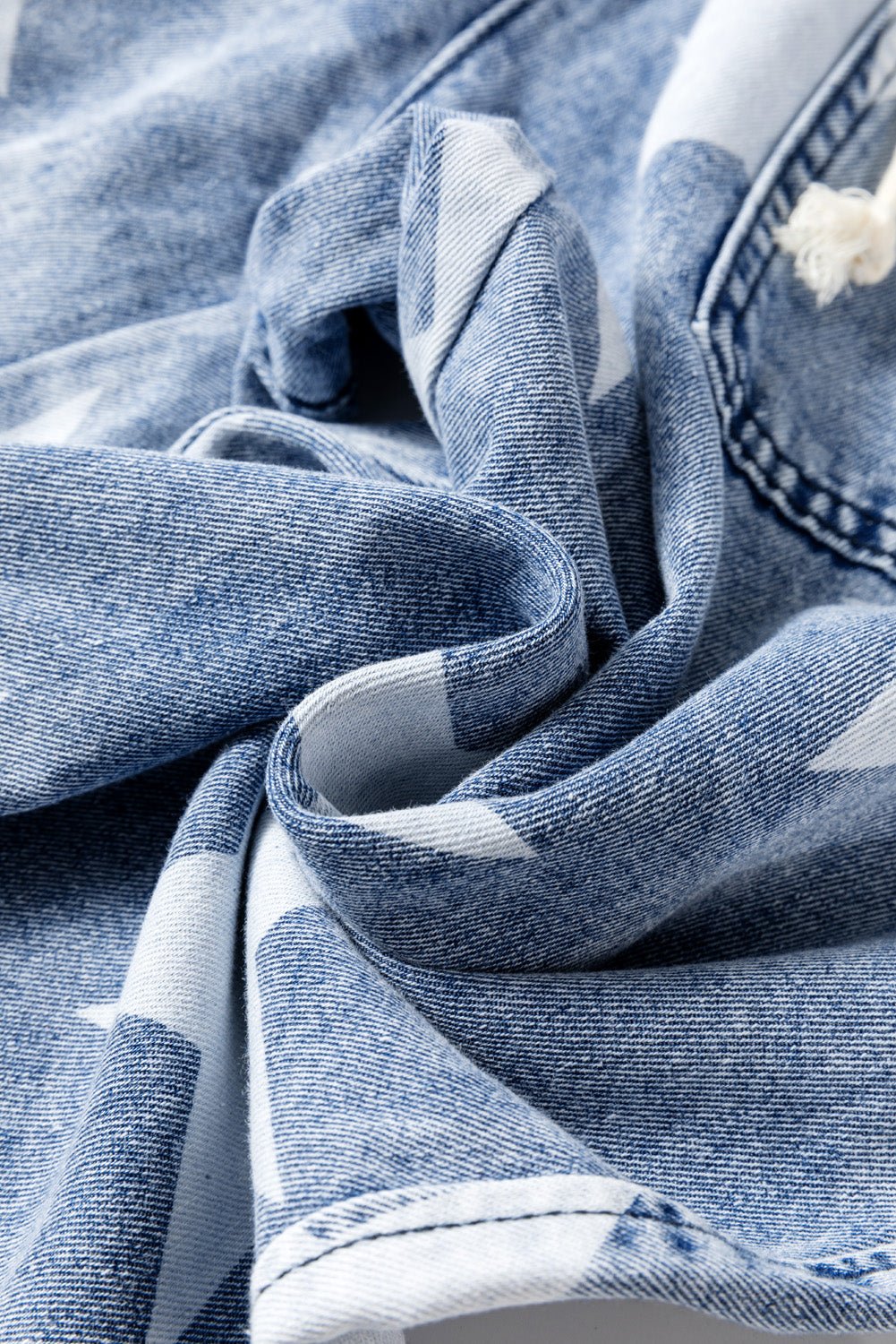 Light Blue Star Print Light Wash Drawstring High Waist Wide Leg Jeans - Naughty Girl Essentials