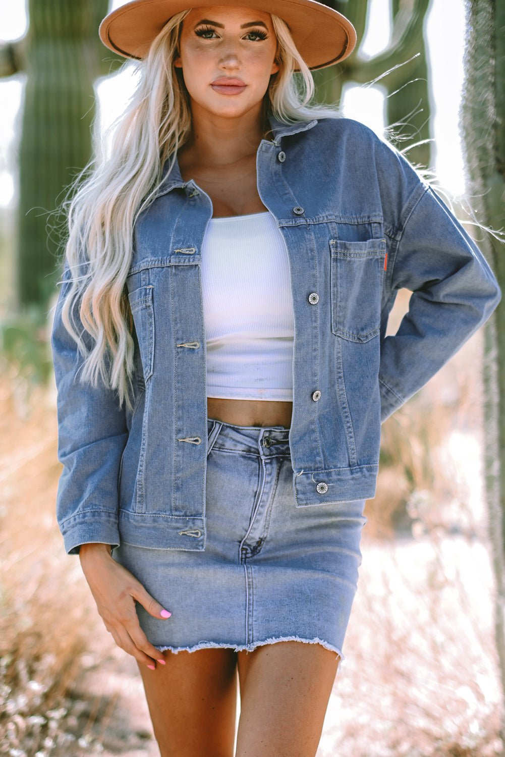 Wild Wind Washed Oversize Pocketed Denim Jacket - Naughty Girl Essentials