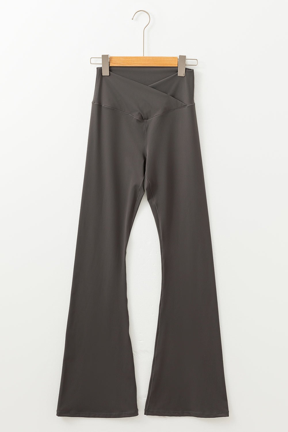 Dark Grey V Shape High Waist Flared Leggings - Naughty Girl Essentials