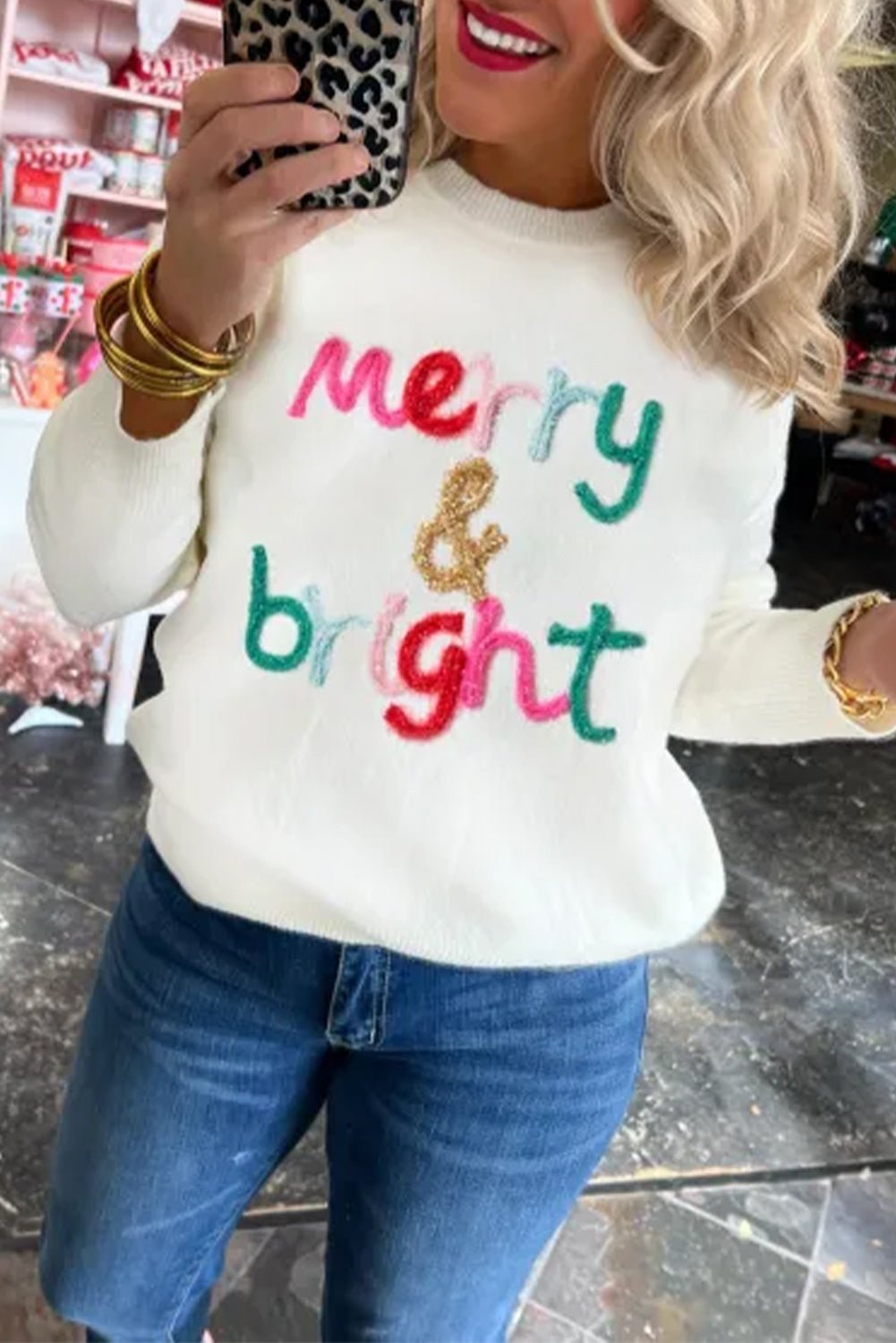 White XOXO Glitter Print Round Neck Casual Sweater - Naughty Girl Essentials